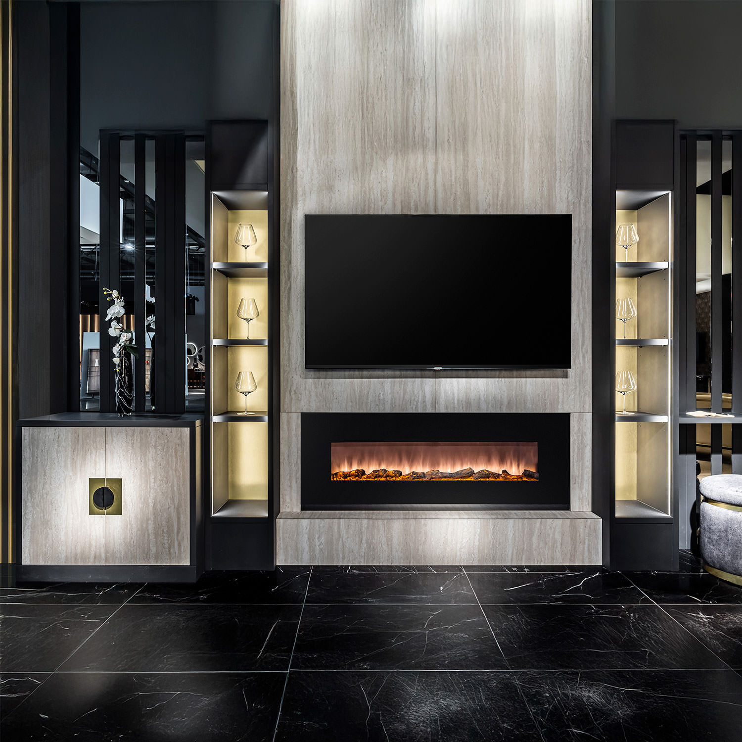 CAMINETTO-PARETE-PORDOI-4 - Fuego Effect Electric Fireplaces Italian Design