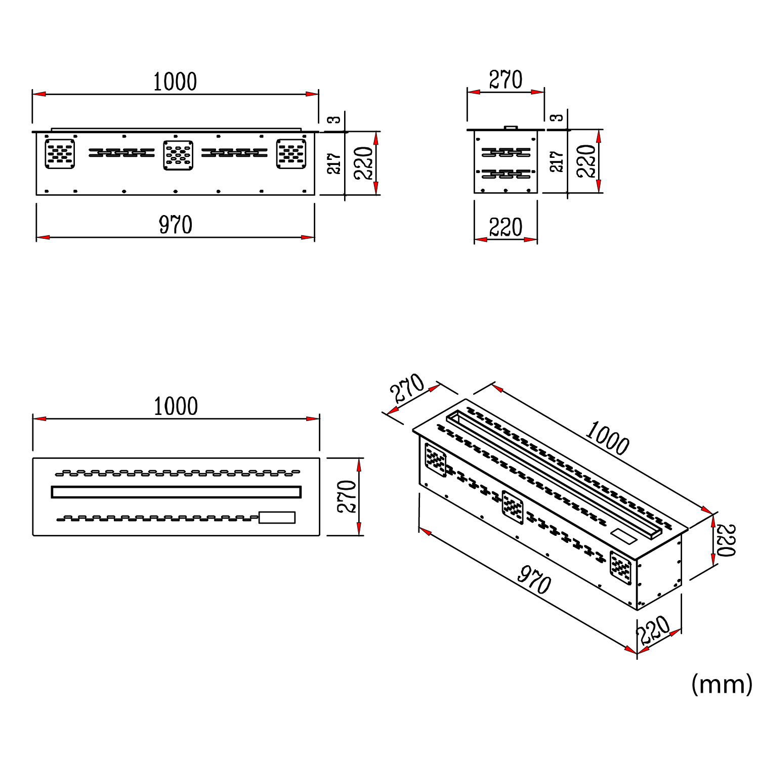 CAMINETTO-RESIA-100 - Fuego Effect Electric Fireplaces Italian Design
