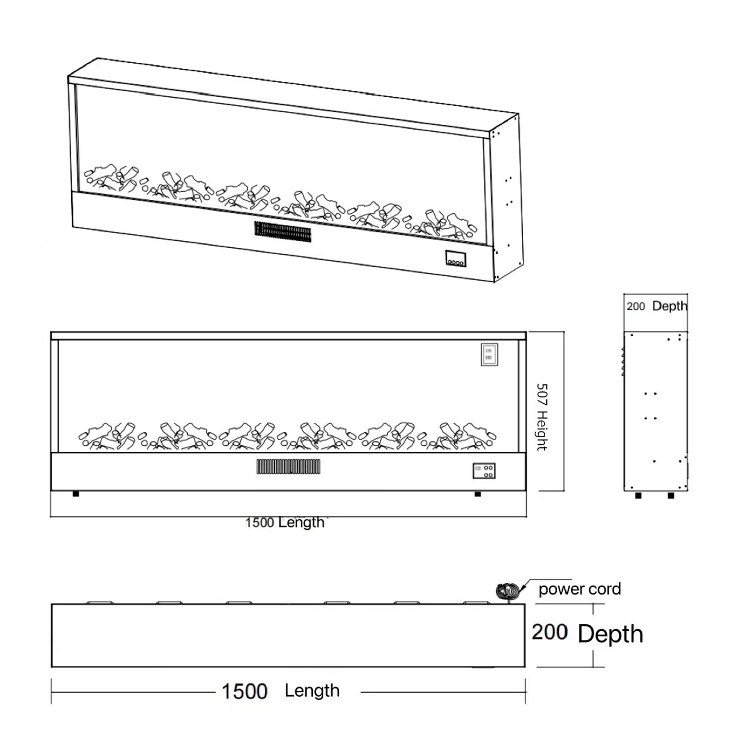 CAMINETTO-VULTURE-150-9 - Fuego Effect Electric Fireplaces Italian Design