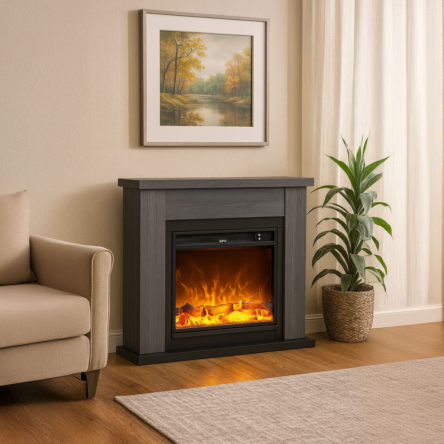 CAMINO-ASCIANO-GRIGIO-SCURO-4 - Fuego Effect Electric Fireplaces Italian Design