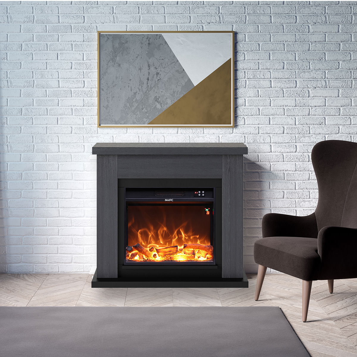 CAMINO-ASCIANO-GRIGIO-SCURO-5 - Fuego Effect Electric Fireplaces Italian Design